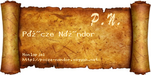 Pöcze Nándor névjegykártya